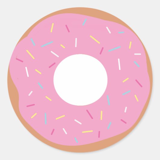 Niedlich-Pink-Doughnut mit Sprinklen Runder Aufkleber (Vorderseite)