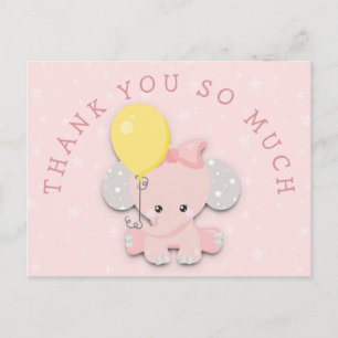 Niedlich Pink Elephant Address Message Vielen Dank Postkarte