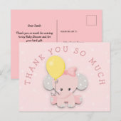 Niedlich Pink Elephant Address Message Vielen Dank Postkarte (Vorne/Hinten)