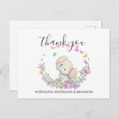 Niedlich Pink Elephant Butterfly Danke Karte (Vorne/Hinten)