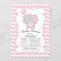 Niedlich Pink Elephant Girls Kinderdusche Einladun