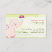 Niedlich Pink Elephant Kindertagesstätte Visitenkarte (Rückseite)