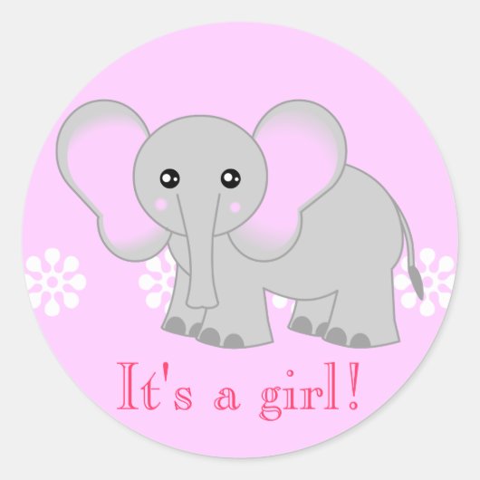 Niedlich Pink Elephant Stickers - Es ist ein Mädch (Vorderseite)