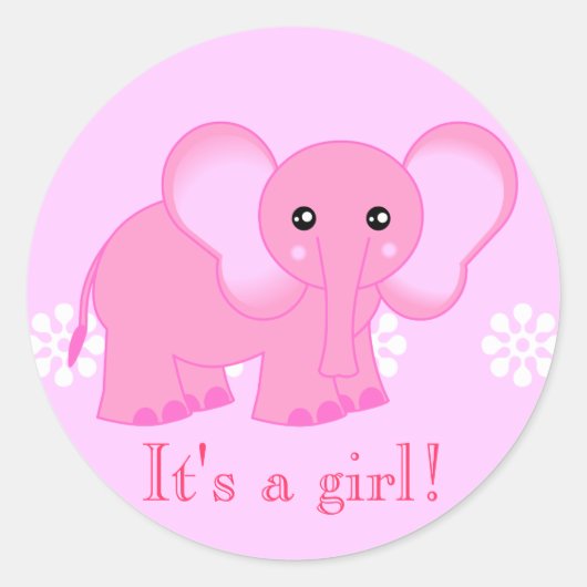Niedlich Pink Elephant Stickers - Es ist ein Mädch (Vorderseite)