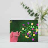 Niedlich Pink Elephant Vielen Dank Postkarte (Stehend Vorderseite)