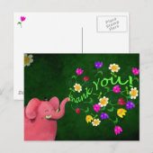 Niedlich Pink Elephant Vielen Dank Postkarte (Vorne/Hinten)