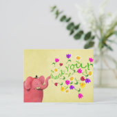 Niedlich Pink Elephant Vielen Dank Postkarte (Stehend Vorderseite)