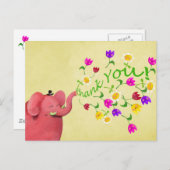 Niedlich Pink Elephant Vielen Dank Postkarte (Vorne/Hinten)