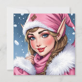 Niedlich Pink Elf | Frohe Weihnachten Personalisie (Vorderseite)
