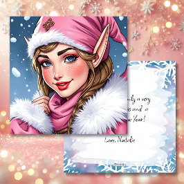 Niedlich Pink Elf | Frohe Weihnachten Personalisie