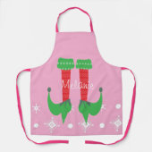 Niedlich Pink Elf Name Snowflakes Weihnachten Schürze (Vorderseite)