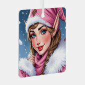 Niedlich Pink Elf Weihnachten Ornament Aus Metall (Vorderseite Rechts)