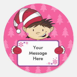 Niedlich Pink Elf Weihnachtsgeschenk Aufkleber