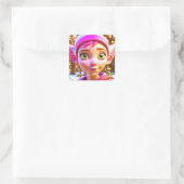 Niedlich Pink Elf Whimsisches Personalisiertes Wei Quadratischer Aufkleber (Tasche)