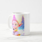 Niedlich Pink Elf Whimsisches Weihnachtsfest Kaffeetasse (Vorderseite Links)