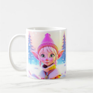 Niedlich Pink Elf Whimsisches Weihnachtsfest Kaffeetasse