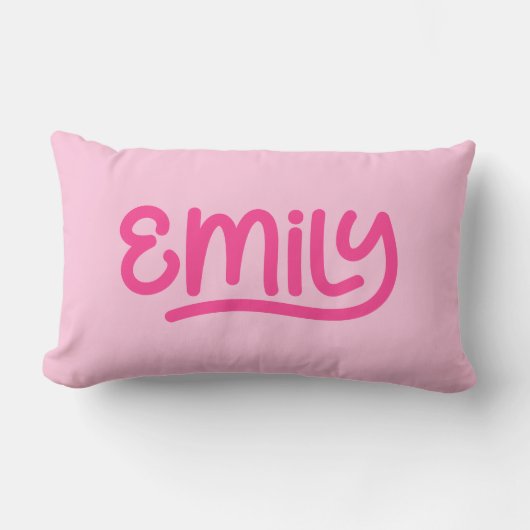 Niedlich Pink Emily Handwriting Typografy Lendenkissen (Vorderseite)
