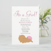 Niedlich Pink Ethnic mit einer Mädchendusche Einladung (Stehend Vorderseite)