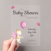 Niedlich Pink Fairytale Dragon Girl Babydusche Acryleinladungen (Insitu (Handheld))