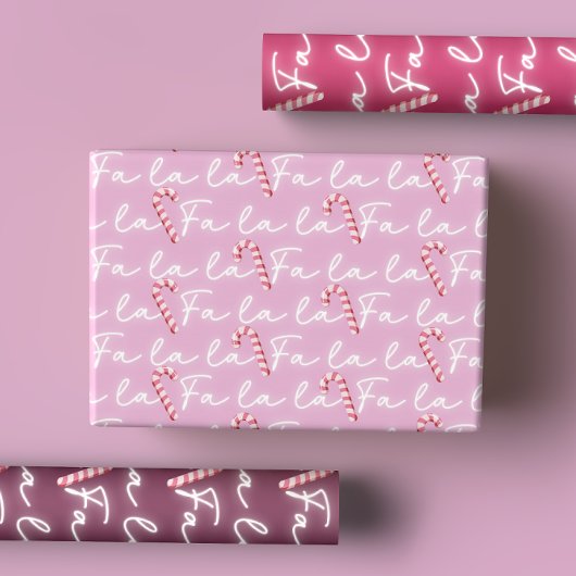 Niedlich Pink Fan La Whimsical Candy Cane Weihnach Geschenkpapier Set