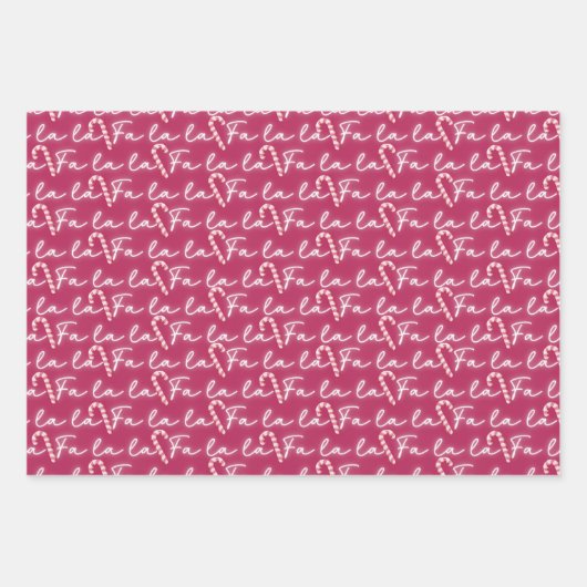 Niedlich Pink Fan La Whimsical Candy Cane Weihnach Geschenkpapier Set (Vorderseite 2)