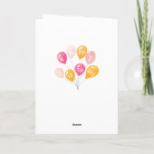 Niedlich Pink farbenfrohe Balloons Girl Birthday Karte (Rückseite)