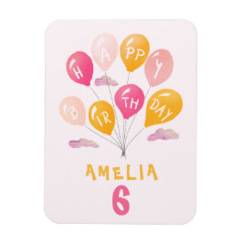 Niedlich Pink farbenfrohe Balloons Girl Birthday Magnet