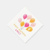 Niedlich Pink farbenfrohe Balloons Girl's Birthday Serviette (Ecke)