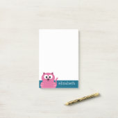 Niedlich Pink Fat Cat - Blue Background Post-it Klebezettel (Auf Schreibtisch)