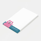 Niedlich Pink Fat Cat - Blue Background Post-it Klebezettel (angewinkelt)