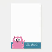 Niedlich Pink Fat Cat - Blue Background Post-it Klebezettel (Vorderseite)