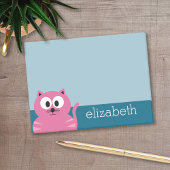 Niedlich Pink Fat Cat - Blue Background Post-it Klebezettel