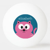 Niedlich Pink Fat Cat - Blue Background Tischtennisball (Vorderseite)