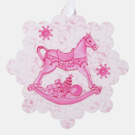 Niedlich Pink Filigree Rocking Horse Weihnachten Ornament Karte