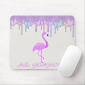 Niedlich Pink Flamingo, Regenbogen Tropfen - Hallo Mousepad (Mit Mouse)