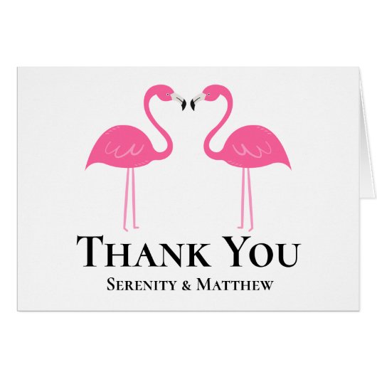 Niedlich Pink Flamingo Summer Beach Wedding Danke (Vorderseite (Horizontal))
