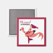 Niedlich Pink Flamingo und Mermaid Bester Freund Magnet (Vorderseite/Rückseite)