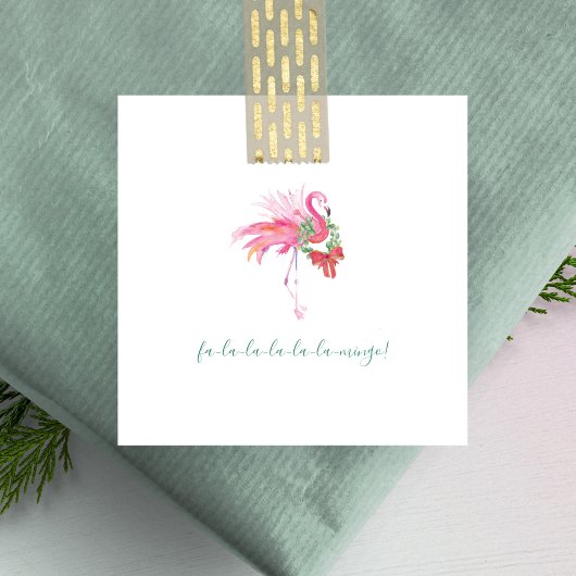 Niedlich Pink Flamingo Watercolor Mini Weihnachten Mitteilungskarte