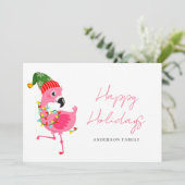Niedlich Pink Flamingo Weihnachten (Stehend Vorderseite)