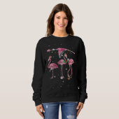 Niedlich Pink Flamingo Weihnachten Weihnachten Wei Sweatshirt (Vorne ganz)