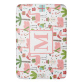 Niedlich Pink Flamingo Weihnachtsmonogramm Initial Badematte (Vorderseite Vertikal)