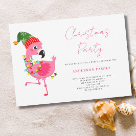 Niedlich Pink Flamingo Weihnachtszeit Party Einlad Einladung