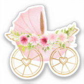 Niedlich Pink Floral Baby Stroller Aufkleber (Vorderseite)