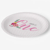 Niedlich Pink Floral Baby's 1. Geburtstag Pappteller (Schrägansicht)