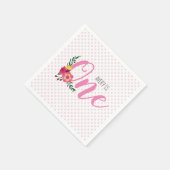 Niedlich Pink Floral Baby's 1. Geburtstag Serviette (Ecke)