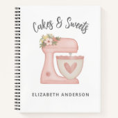 Niedlich Pink Floral Bakery Cake Mixer Notizblock (Vorderseite)