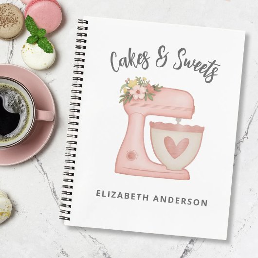 Niedlich Pink Floral Bakery Cake Mixer Notizblock