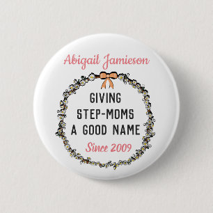 Niedlich Pink Floral Beste Stepmutter Happy Mother Button