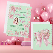 Niedlich Pink Floral Bow Girl Foto Geburtstag