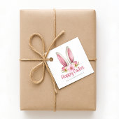 Niedlich Pink Floral Bunny Oars Happy Osterfeier Geschenkanhänger